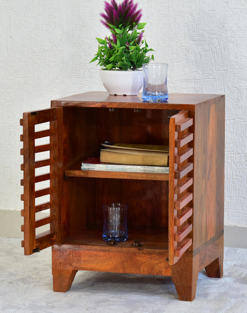 Beth Side Table/Bedside Table/Shoe Rack - Solid Wood - Image 1